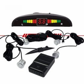 Sensor de Estacionamento 4 Pontos Preto Cinza Branco Com Cápsula Emborrachada Display Led Sinal Sono