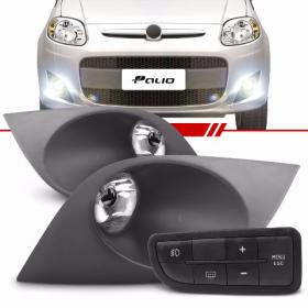 Kit Farol de Milha Auxiliar Palio G5 2012 2013 2014 2015 2016 Botão Modelo Original