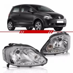 Farol Fox 2003 2004 2005 2006 2007 Máscara Cromada Foco Simples