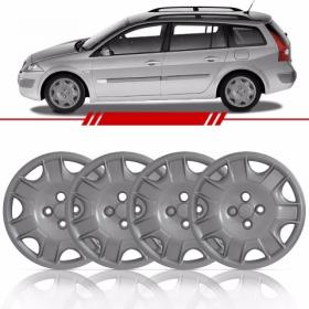 Jogo Calota Aro 15 Scenic Megane Parafuso Cubo Padrão 4 Peças