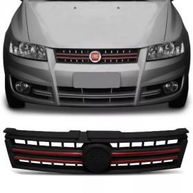 Grade Dianteira Stilo 07 08 09 10 11 Preta Friso Vermelho Espaço para Emblema